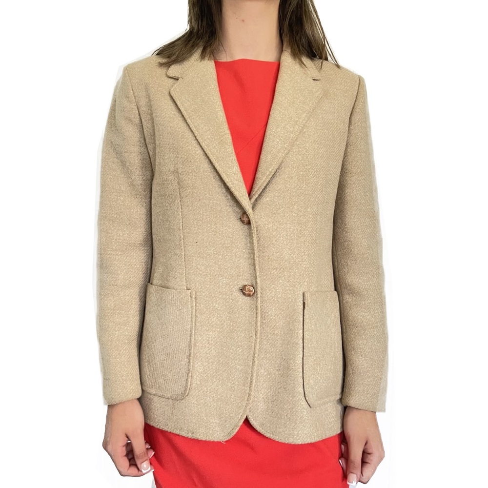 Womens Beige Tailored Blazer Jacket